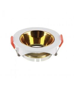 Portafaretto LED da Incasso Rotondo GU10 Corpo Bianco Riflettore Oro