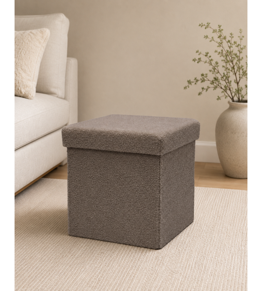 Domo Mea Pouf pieghevole Teddy Beige 38x38 cm con vano contenitore