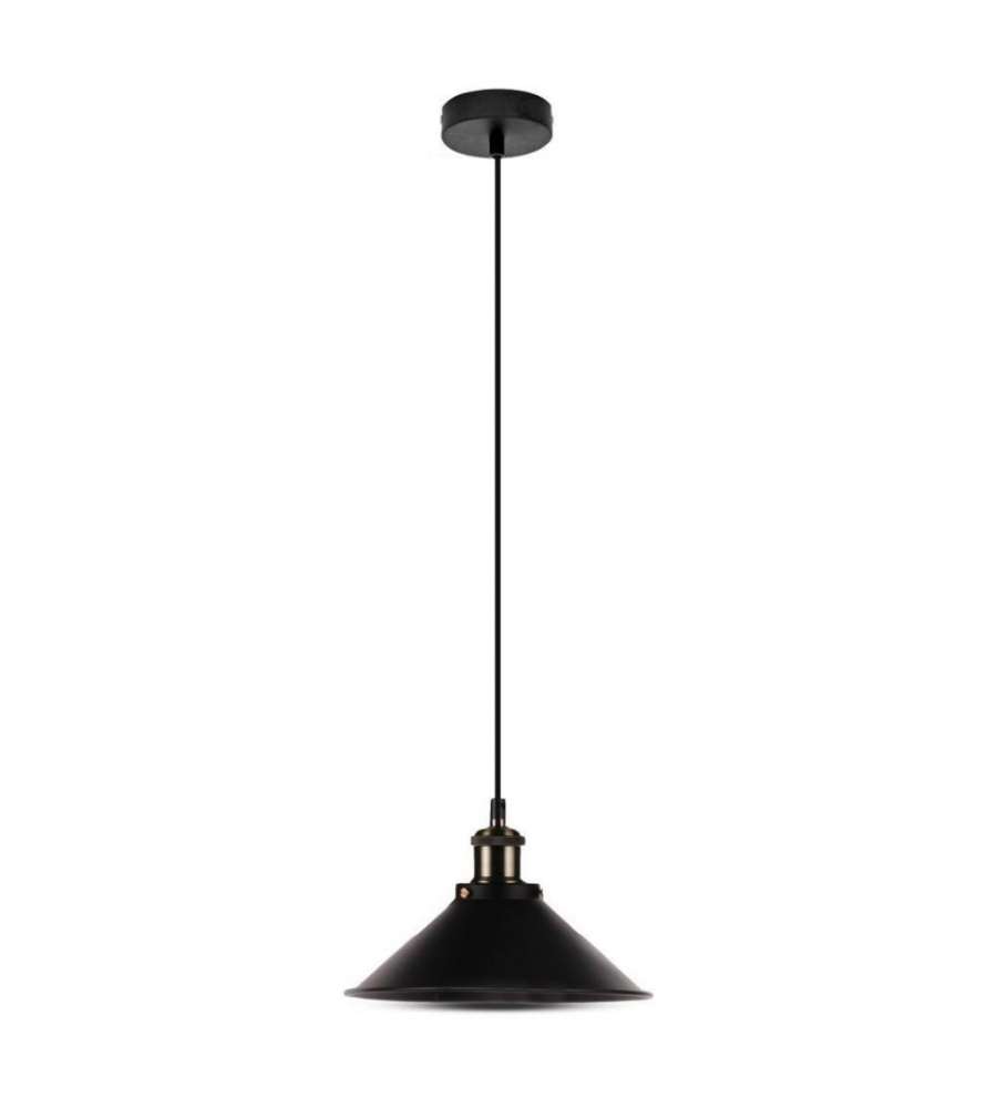 Lampadario LED a Campana in Metallo con Portalampada E27 (Max 60W) Colore Nero Opaco