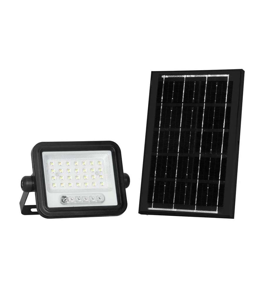 V-TAC Faro LED Solare 5W Nero con Telecomando e Sensore Crepuscolare