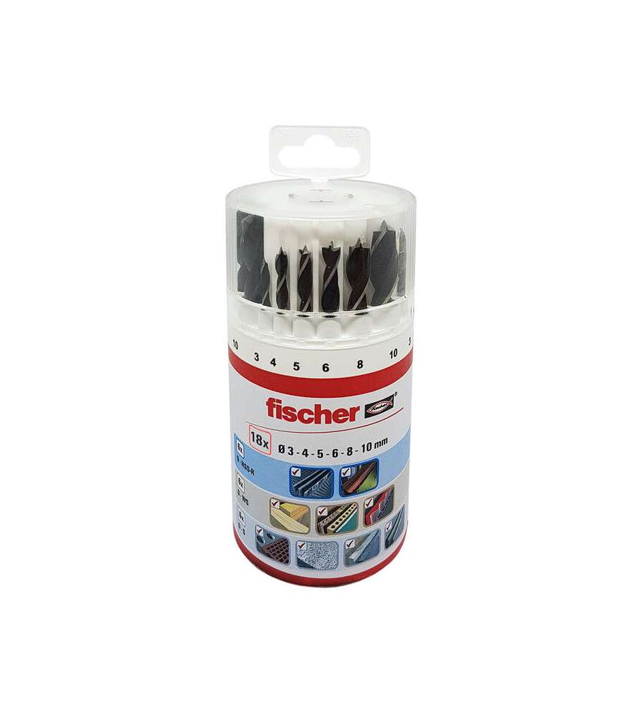 Fischer Set Punte Professionali 18 Pezzi 3-10mm per Trapano Acciaio