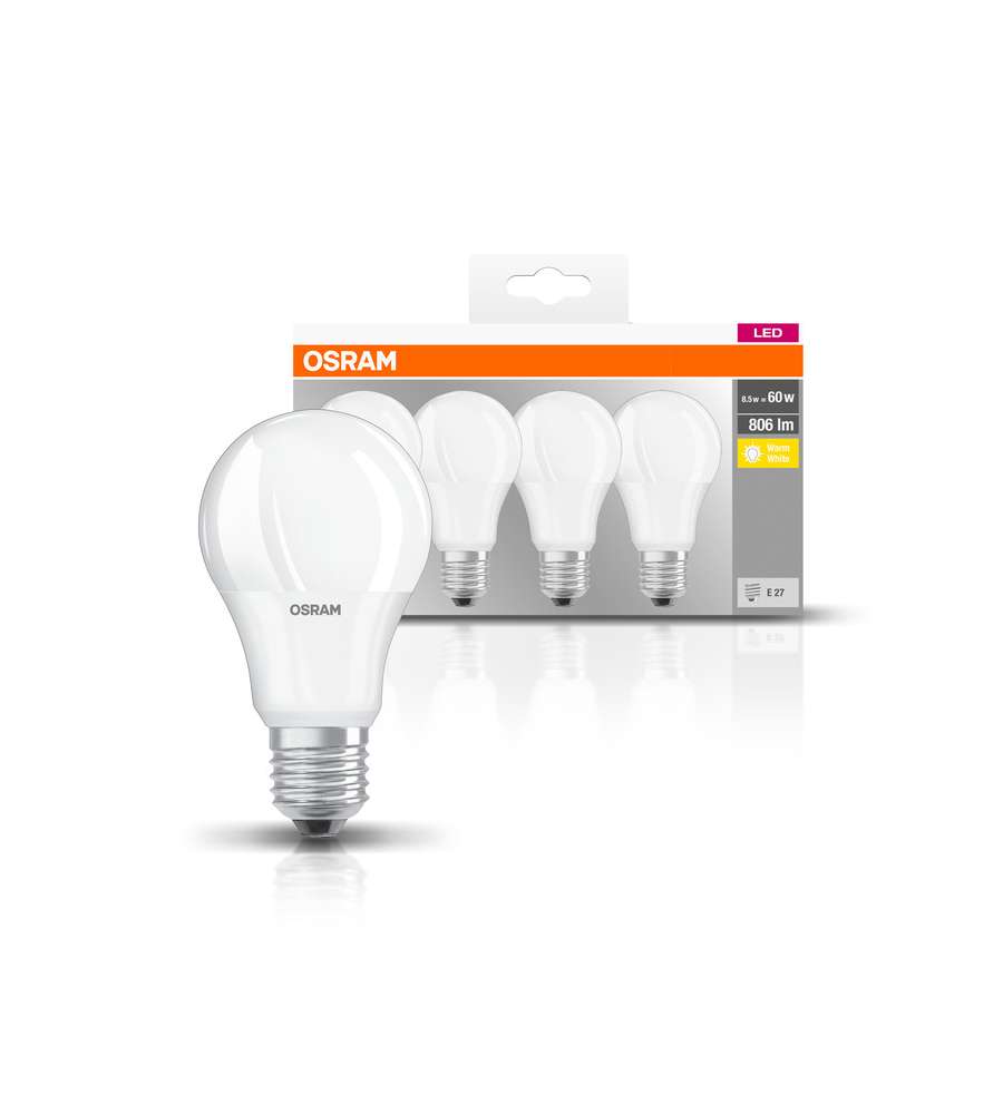 Osram Lampadina Led E27 60W 2700K Goccia Satinata - 4 pezzi