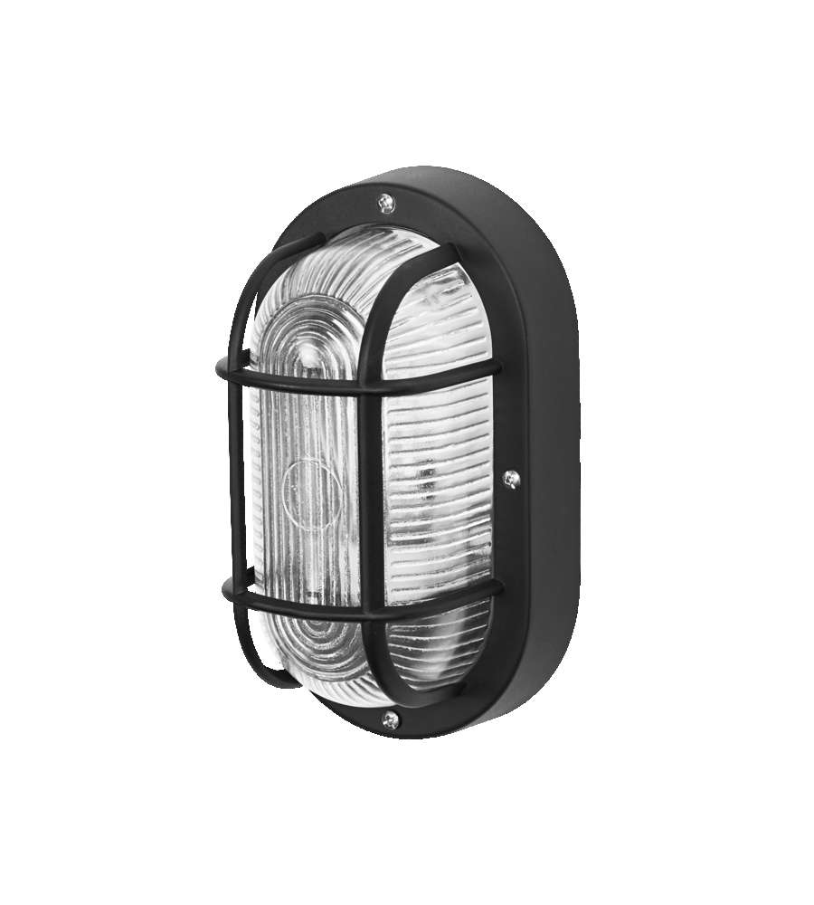 Ledvance Plafoniera Stagna Ovale Nera E27 IP44 per Cantine e Garage