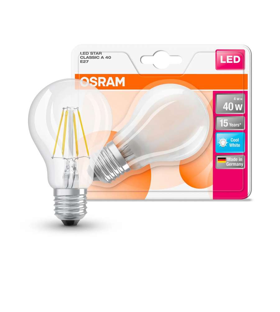 Lampadina LED Osram STAR Classic A40 Filamento Luce Naturale E27