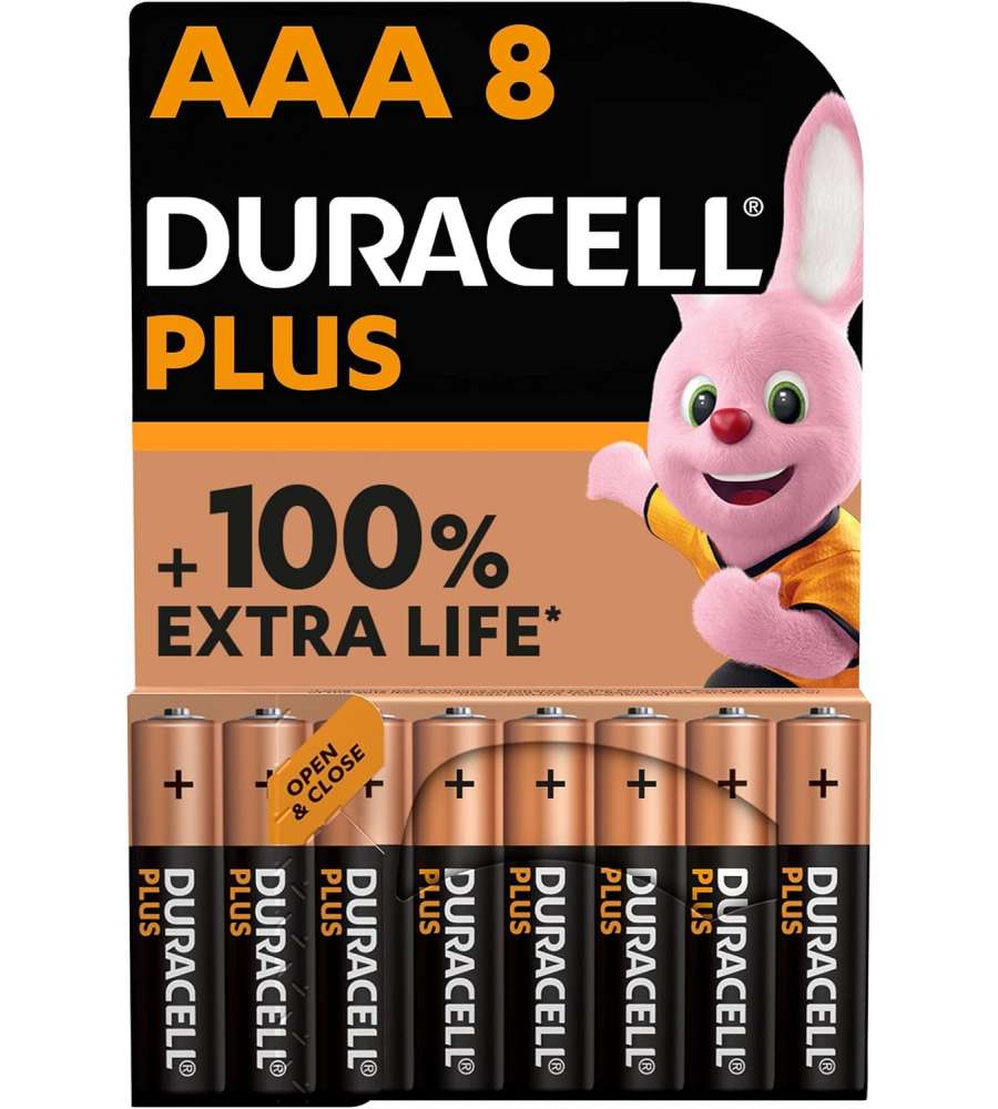 Batterie Duracell Plus100 AAA Ministilo 8 pezzi