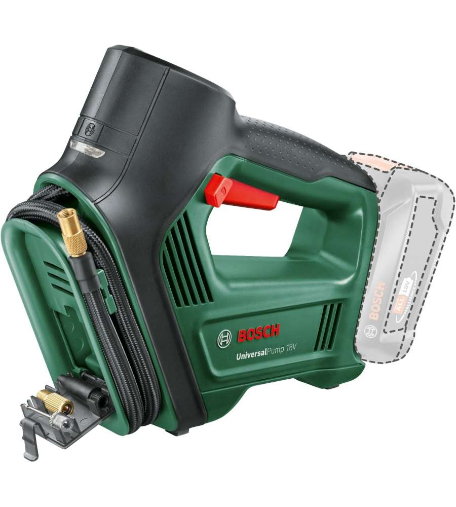 Bosch Mini Compressore 18V Universalpump con Manometro e Accessori - 150 PSI