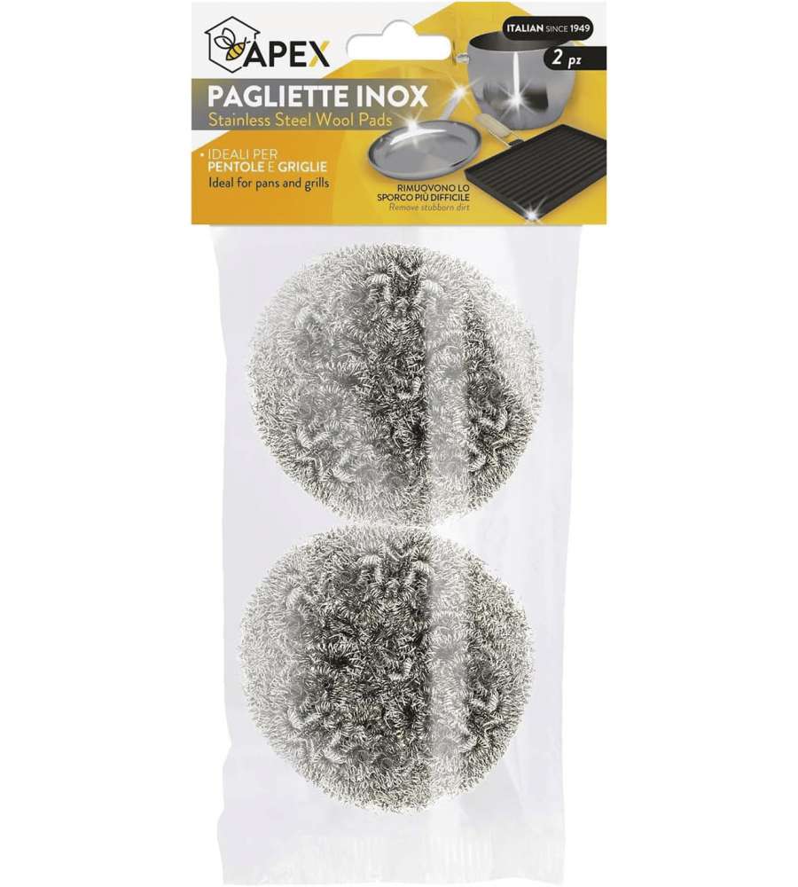 Apex Pagliette Maxi Inox 2 Pezzi - Pulizia Efficace Pentole Griglie
