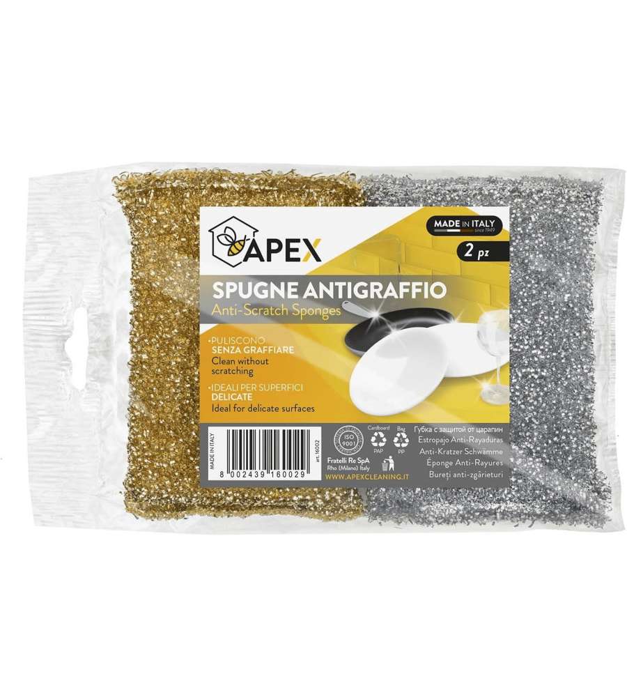 Apex Spugne Antigraffio Multicolore 12x8x3 cm Confezione da 2 Pezzi