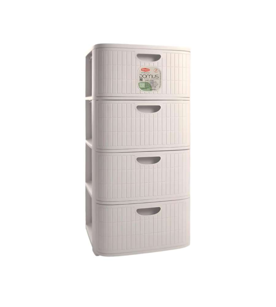Stefanplast Cassettiera Domus in Plastica Bianca 4 Cassetti - H80 cm