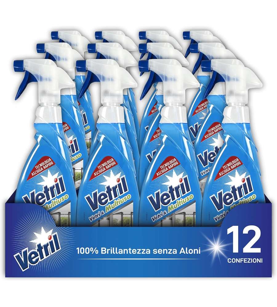 Vetril Detergente Spray Multiuso Ammoniaca 650ml per Vetri e Superfici
