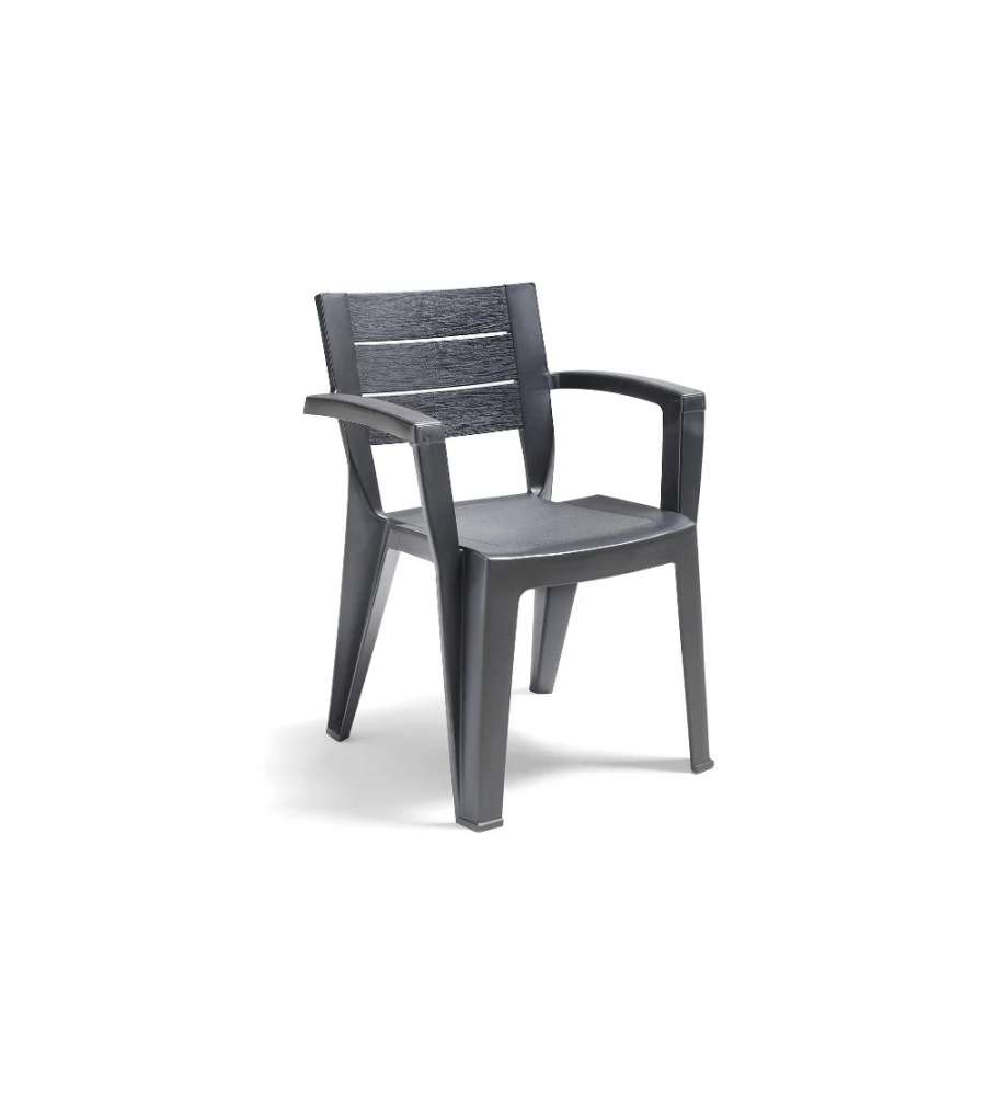 Bica Sedia Monoblocco Emma Grafite - Schienale a Doghe - 60x58x79 cm