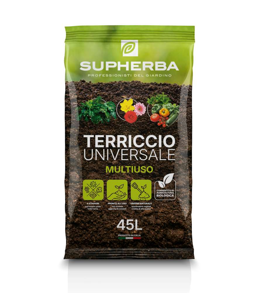 Supherba Terriccio Universale 45L - Pronto all'uso per piante verdi e fiori