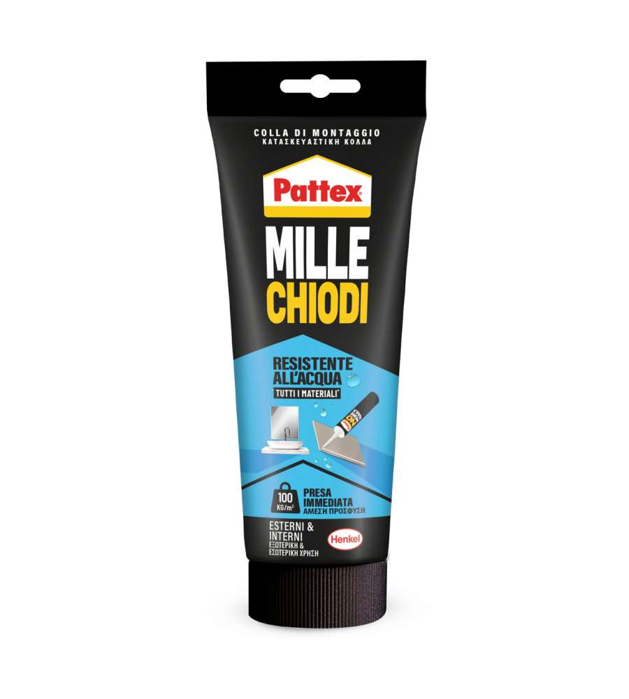 Pattex Colla Millechiodi Resistente all'Acqua 142g per Interni ed Esterni
