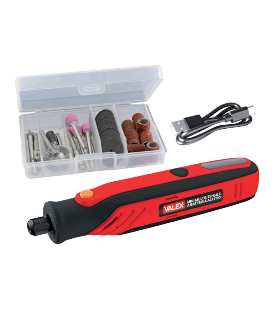 Valex Mini Multiutensile a Batteria al Litio Leggero - 51 Accessori - Cavo USB