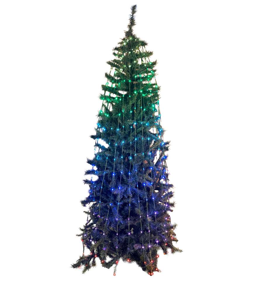 GIOCOPLAST Tenda luminosa LED RGB per albero Natale 180cm 204 LED