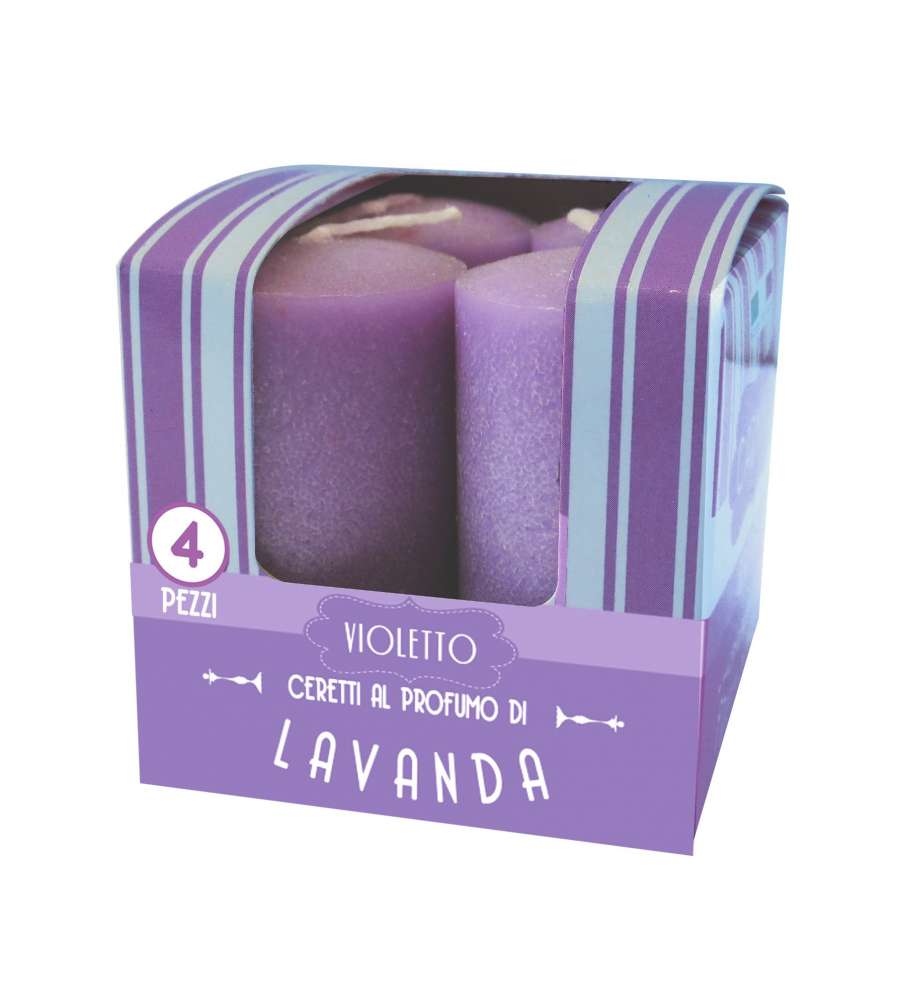 CERERIA DI GIORGIO Set 4 Candele Profumate Lavanda Viola 3x5.5 cm