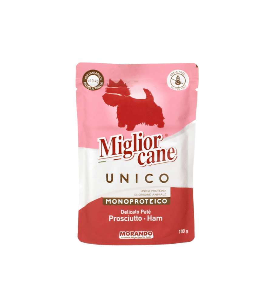 Miglior Cane Pat� Prosciutto 100g - Cibo Completo per Cani di Piccola Taglia