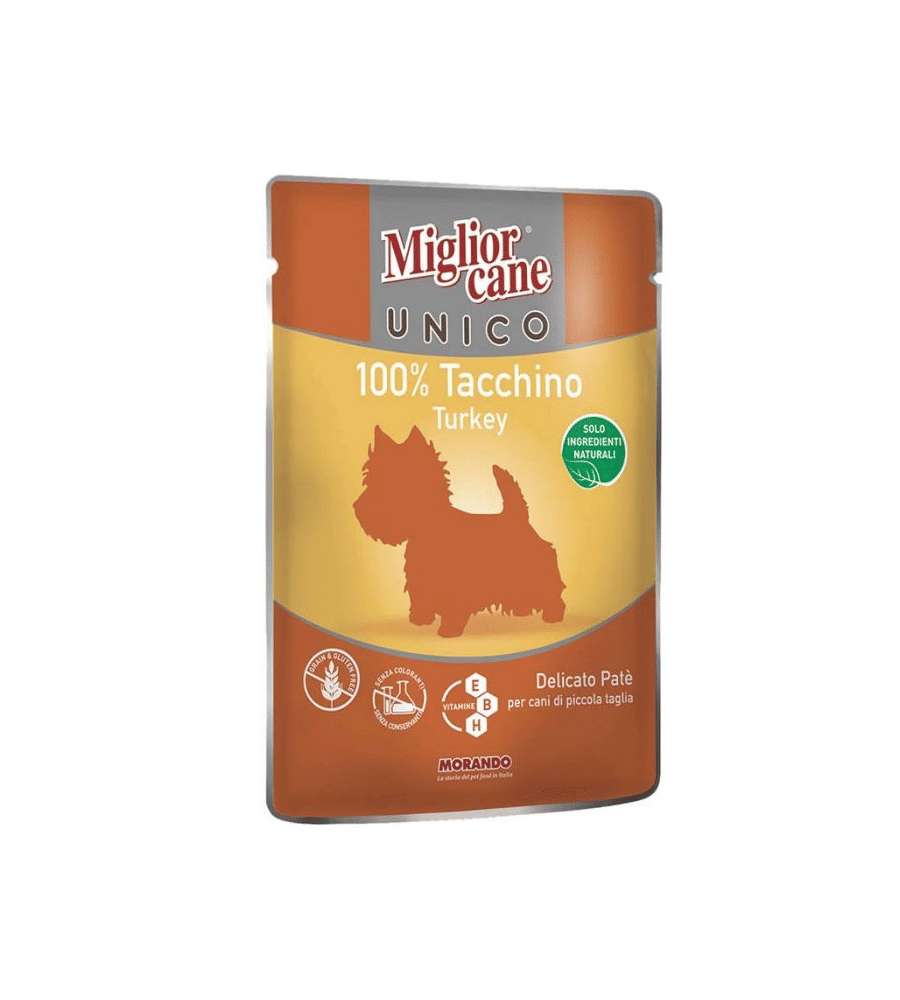 Miglior Cane Mousse Tacchino 80 g - Alimento umido per cani - Wellness System