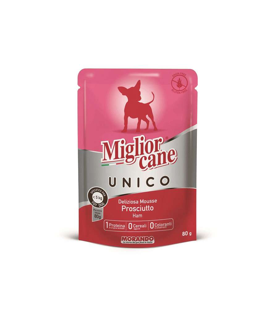 Miglior Cane Mousse Prosciutto 80g - Alimento umido per cani - Wellness System