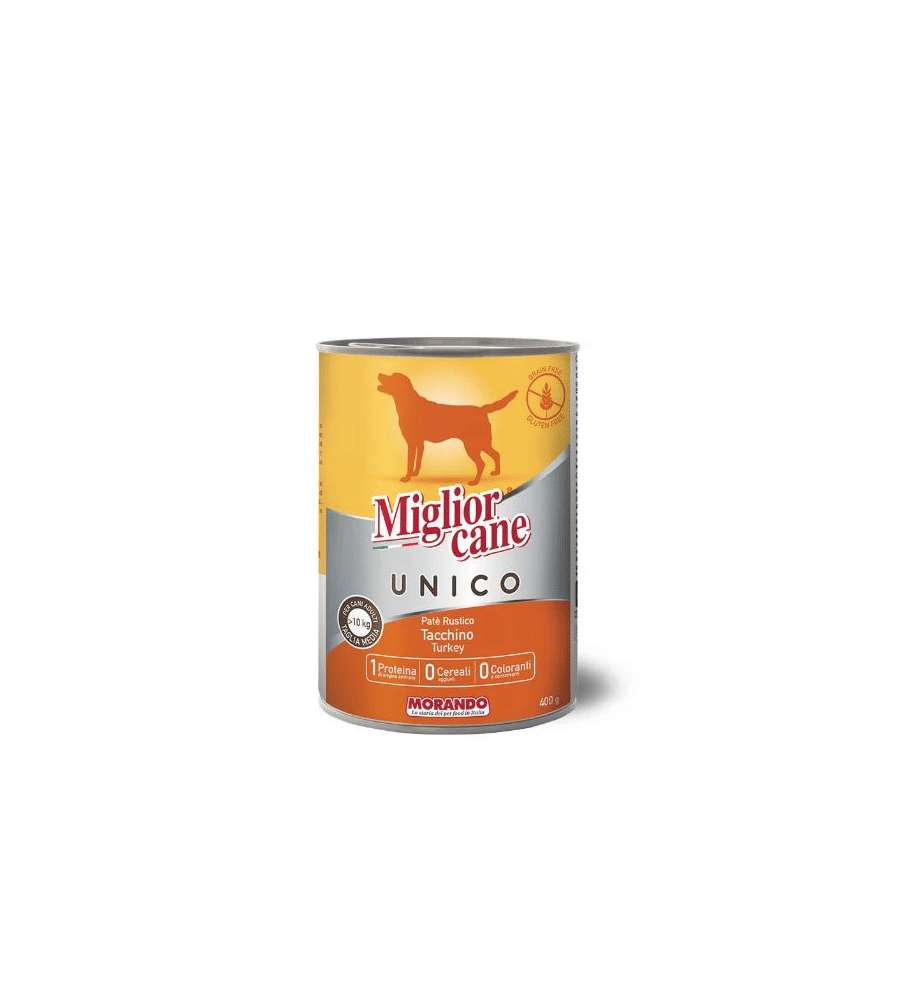 Miglior Cane Pat� Rustico Tacchino 400 g - Alimento Completo per Cani