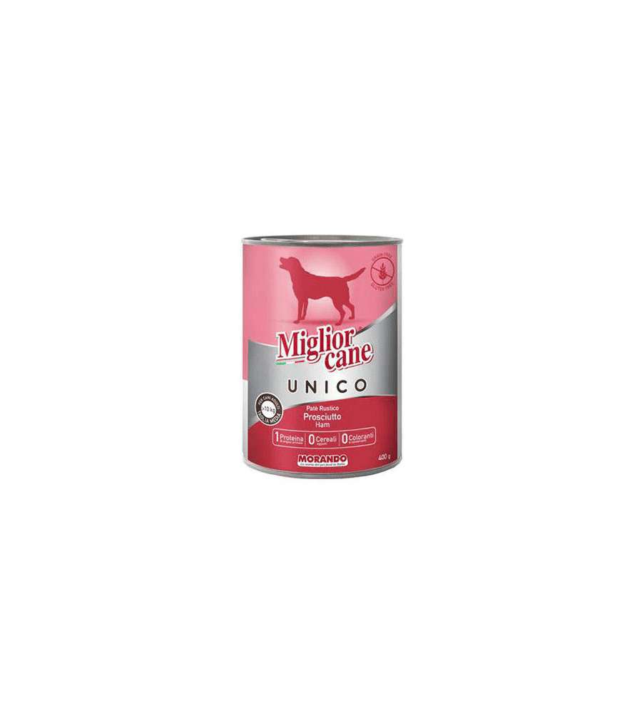 Miglior Cane Unico Pat� Prosciutto 400g - Alimento Completo per Cani Medi
