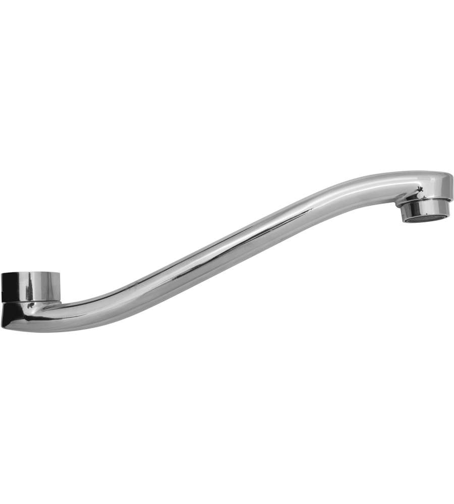 Bocca Curva per Lavello 25 cm Metallo Finitura Cromo con Rompigetto