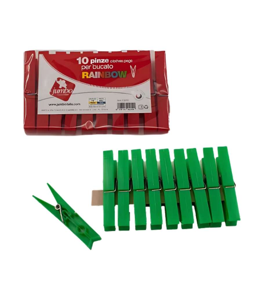 Jumbo 10 Mollette Colorate Rainbow per Bucato