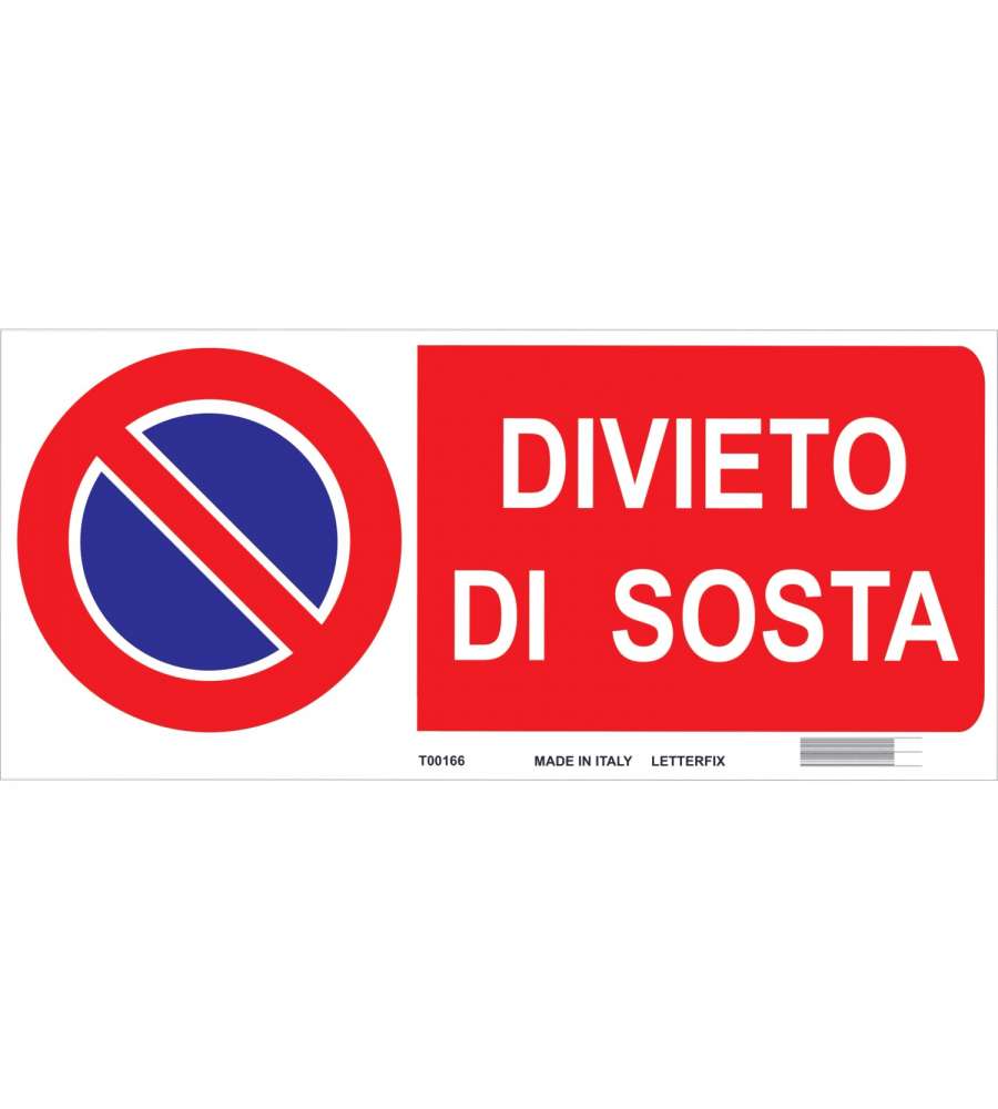 ROSH Targa Divieto di Sosta in Propilene 31x14 cm Rossa Montaggio a Parete