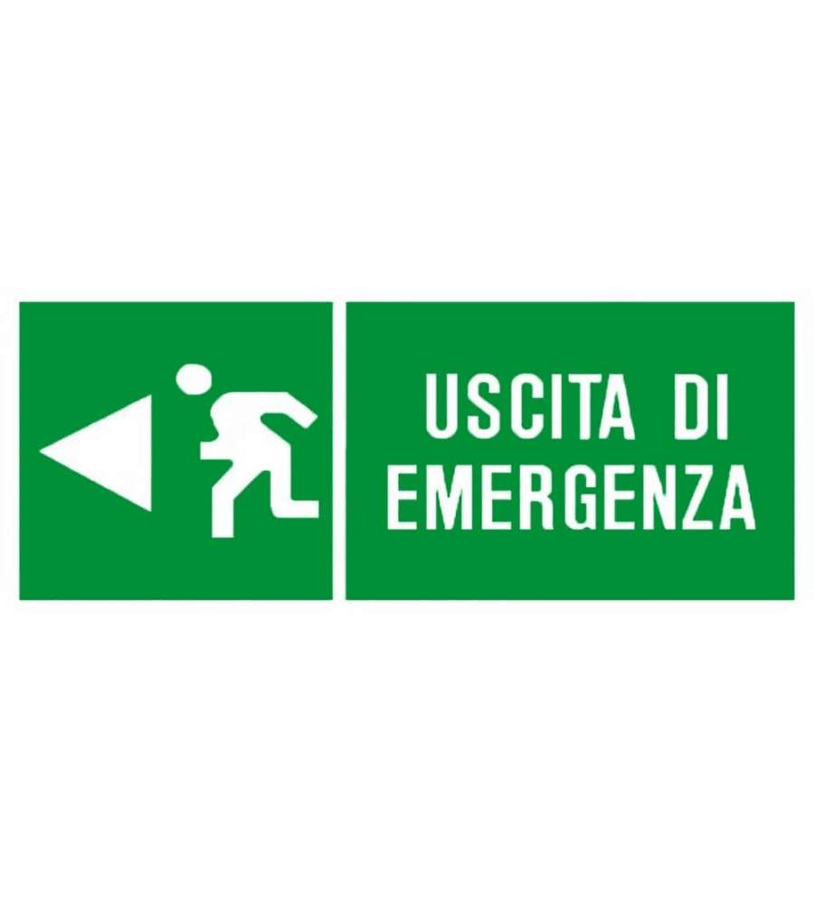 ROSH Targa di Sicurezza Uscita Emergenza Sinistra Verde 31x14 cm