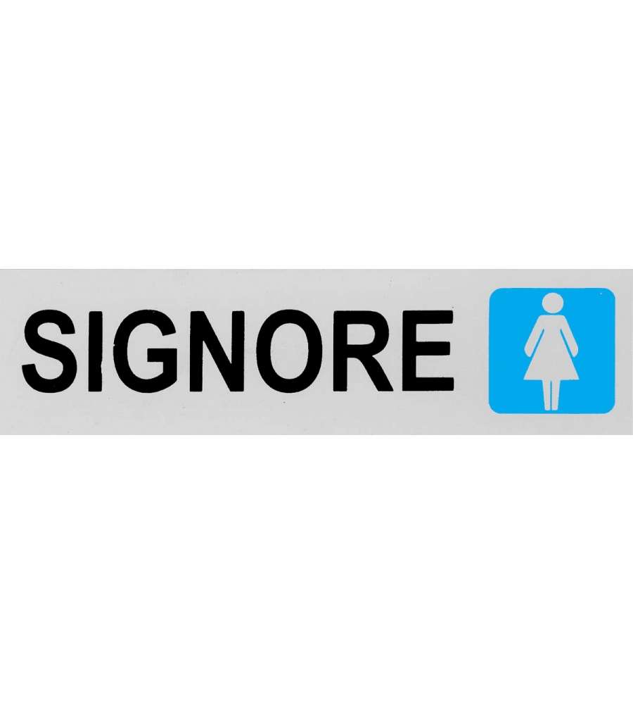 Targa adesiva Signore vinile rigido 4 x 15 cm grigia per bagno