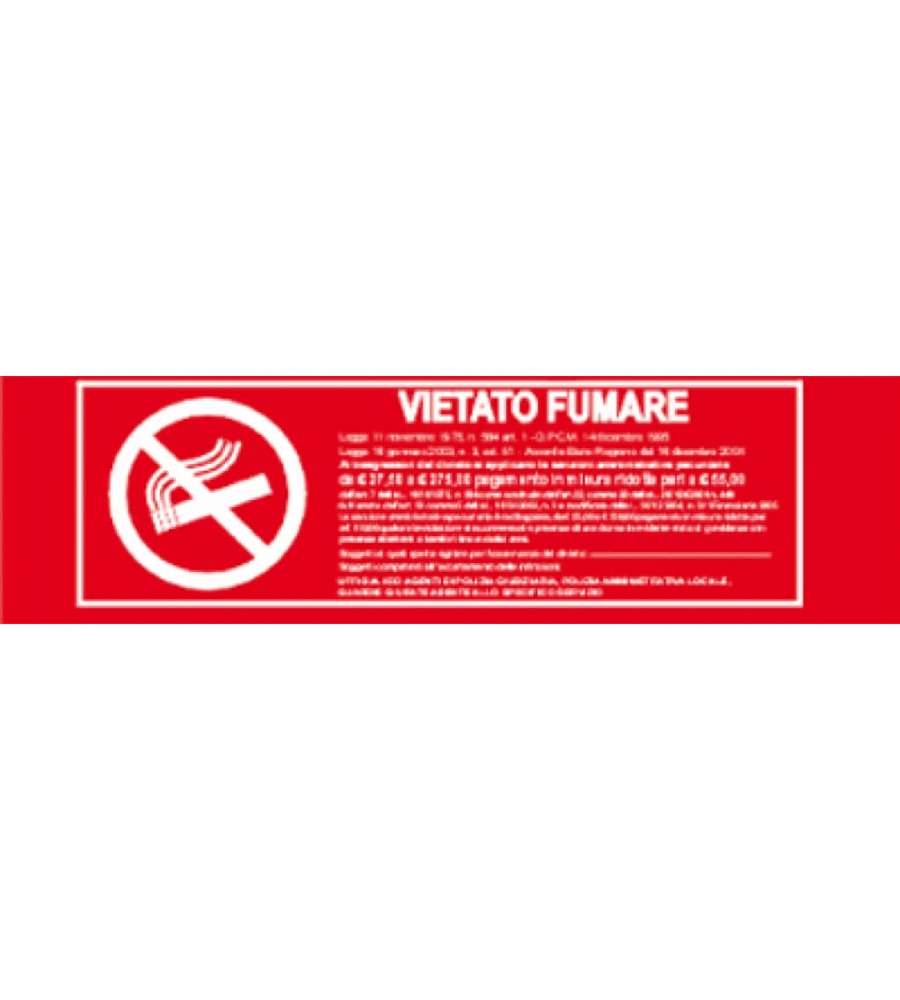 Rosh Cartello Adesivo Vietato Fumare 4x15 cm Conforme DPR n.1491