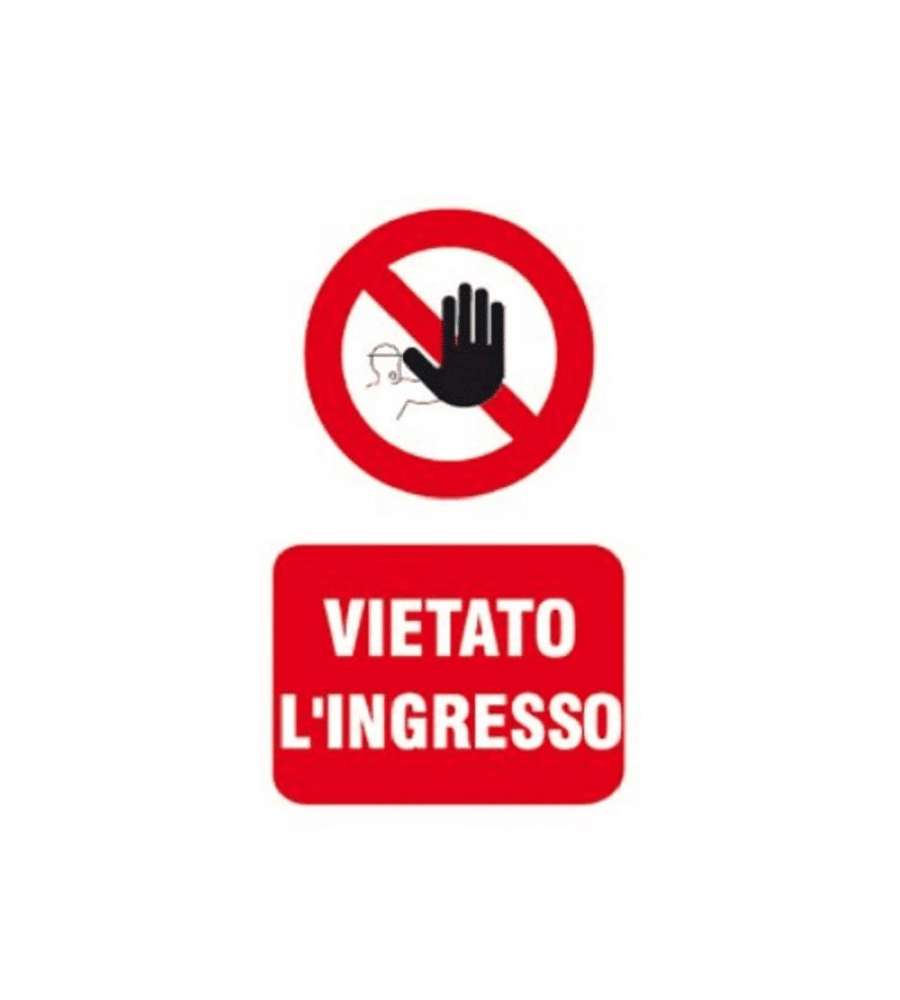 ROSH EcoTarga Vietato ingresso 20x30 cm spessore 0,5 mm conforme D.Lgs.81