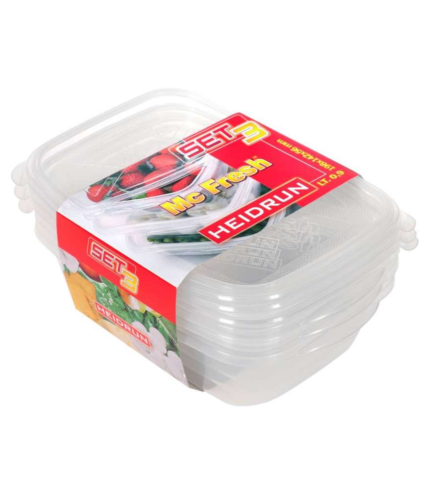 Heidrun Set 3 Contenitori Per Alimenti McFresh - 0,9L - 20x14x6cm