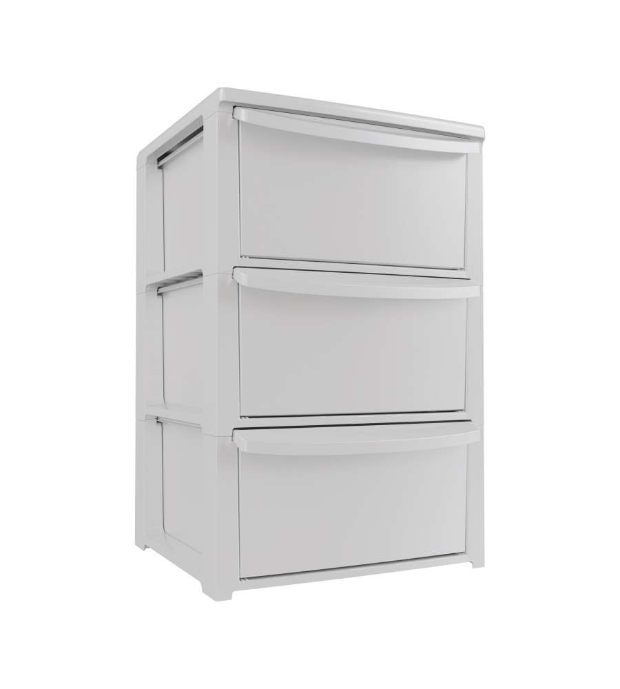Art Plast Cassettiera Bianca in Polipropilene 39x38,5x60cm - 3 Cassetti
