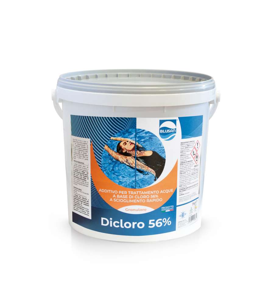 Blusan Dicloro Granulare 56% - Cloro per Piscina 1 kg - Azione Igienizzante