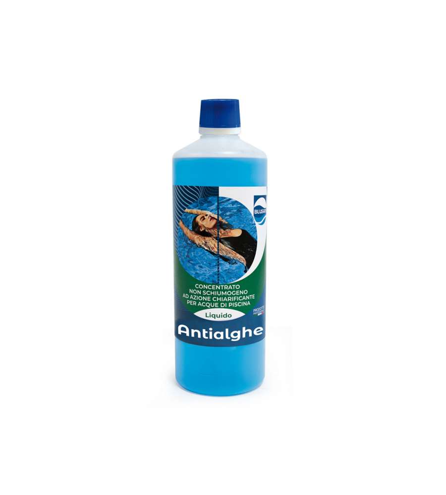 Blusan Antialghe Concentrato 1LT Non Schiumogeno per Piscine - Trattamento Efficace