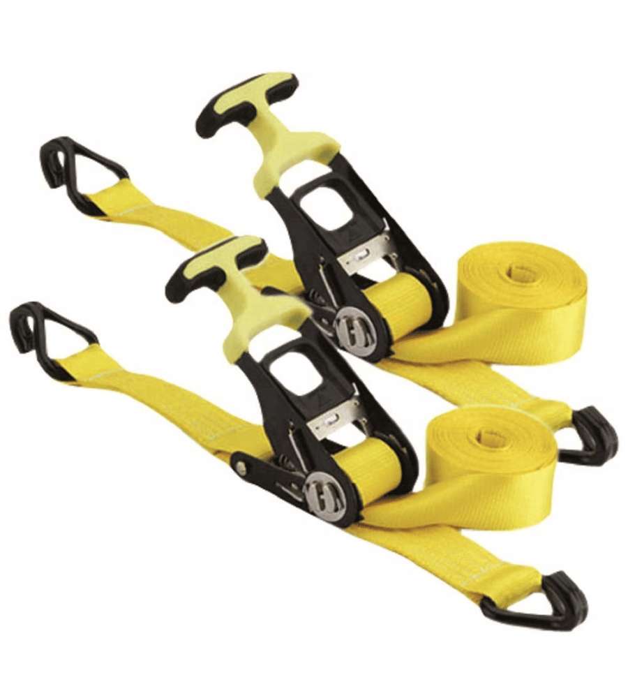 Cricchetti Ancoraggio 400kg 2Pz Giallo 5m Cinghie Poliestere