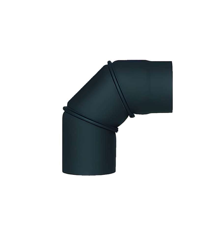 Gomito 90� in Acciaio Nero Resistente - D. 12 cm - Tubo per Stufe