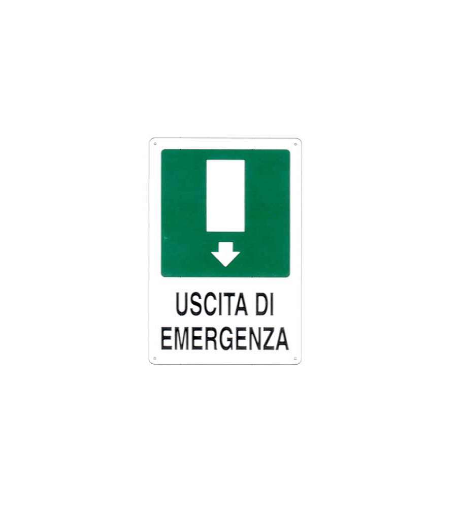 Cartello Uscita Emergenza Giu'    20X 30 Alluminio