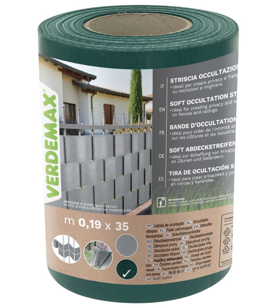 VERDEMAX Striscia Occultazione Soft PVC Verde 0,19x35 m Anti UV