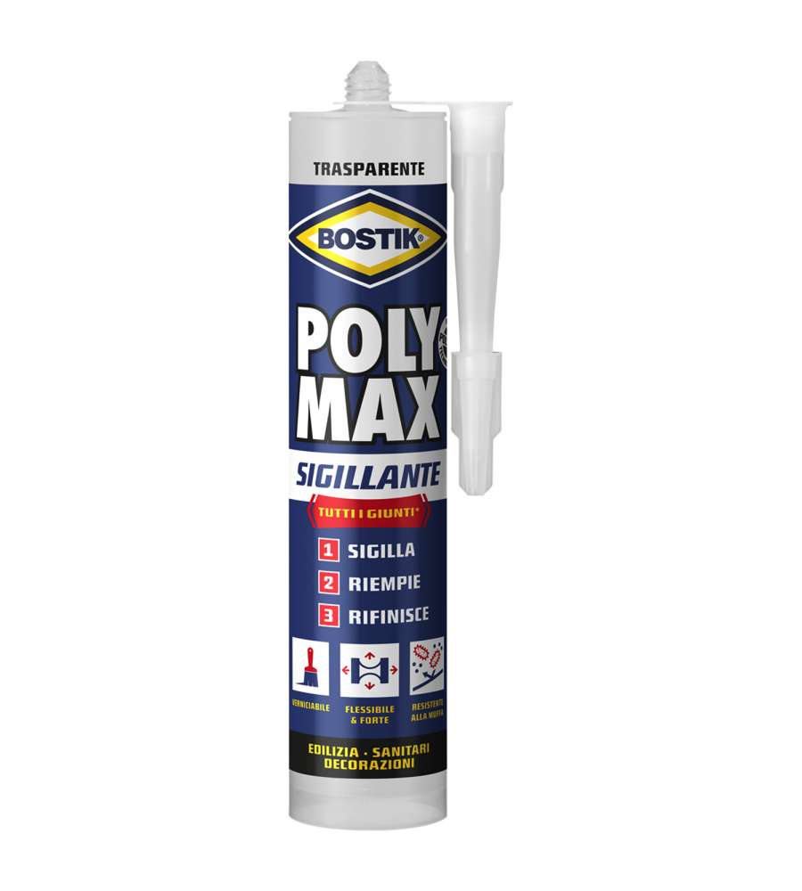 Bostik Poly Max Sigillante Trasparente Universale Verniciabile 280ml