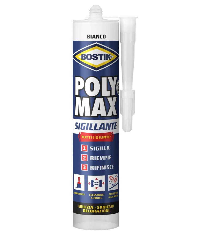 Bostik Sigillante Poly Max Bianco Impermeabile Antimuffa - 280ml
