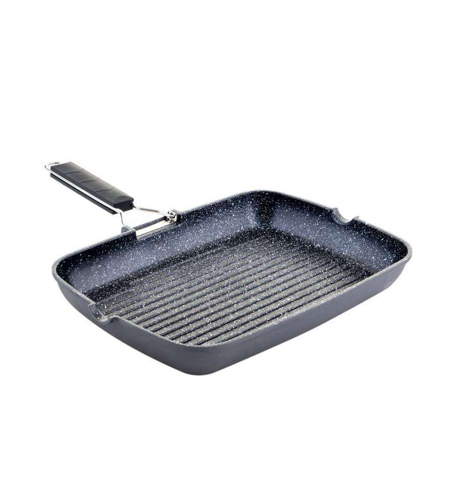 Bistecchiera Antiaderente Grandi Cotture con Manico Pieghevole 36x26cm