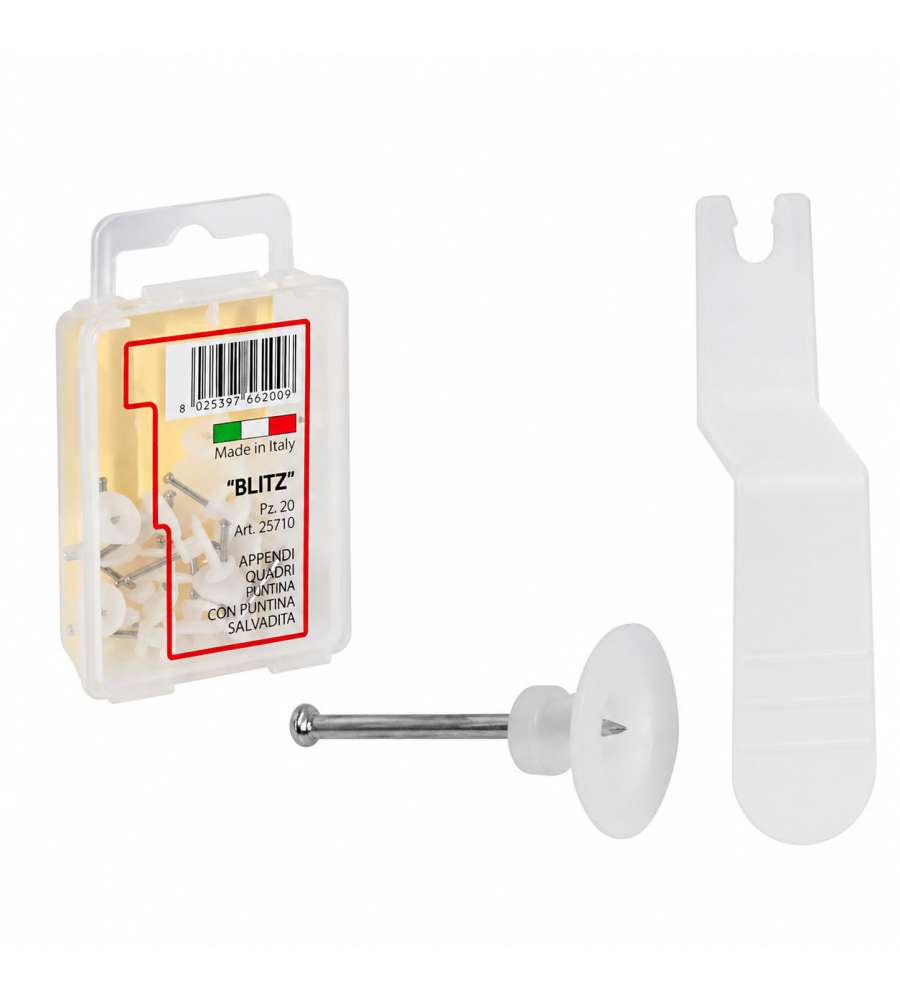 Blitz Ganci Appendiquadri Nylon 20pz - Invisibili con Applicatore Salvadito