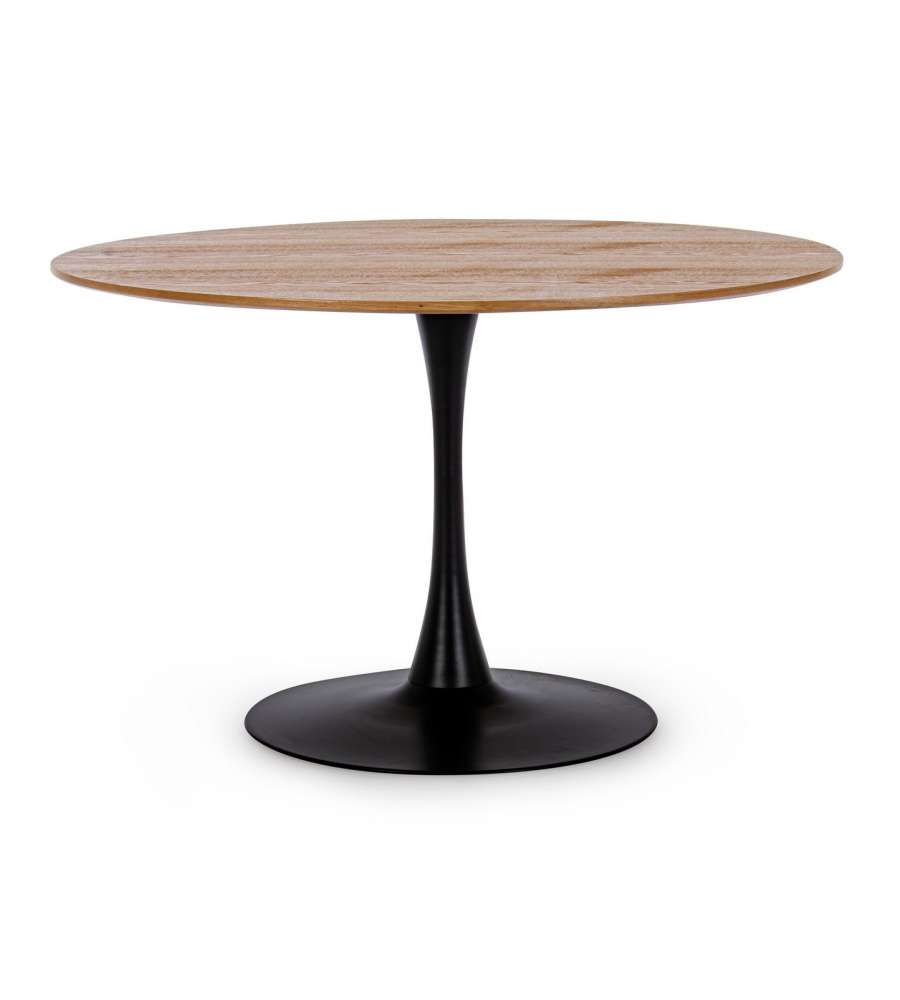 Bizzotto Tavolo Rotondo Bloom Top Veneer Nero e Noce - Design Elegante