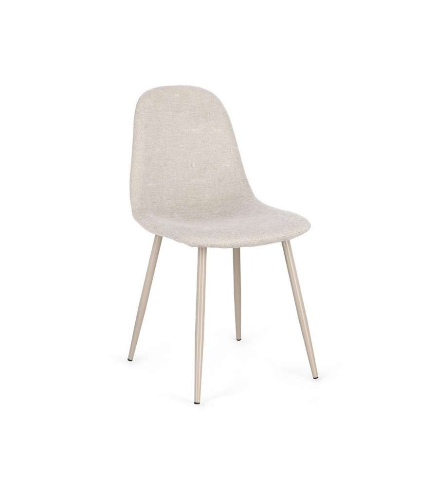 Bizzotto Sedia New Irelia Imbottita Beige e Gambe Tortora 44x53xH84 cm