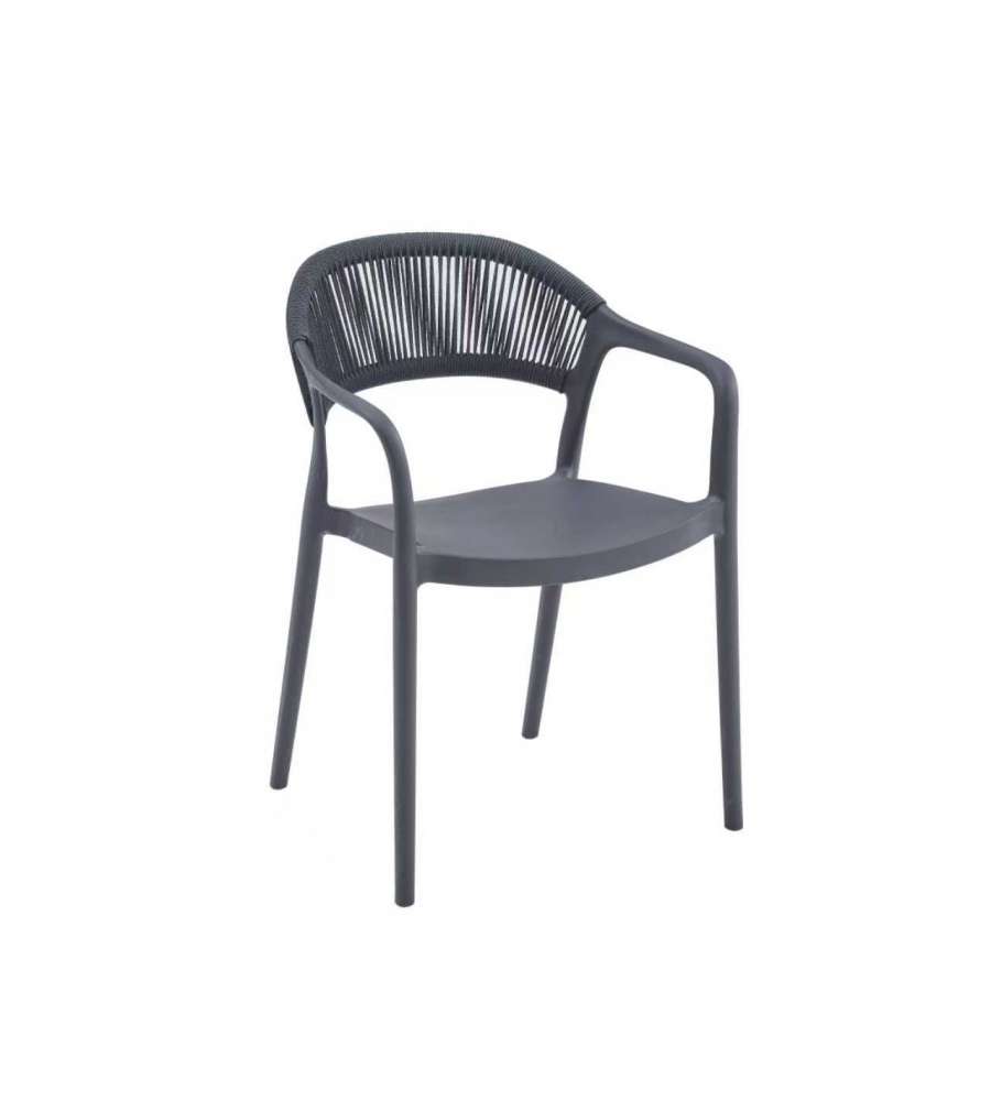 Sedia da Giardino in Polipropilene Antracite per Esterni 54x56,5x77 cm - Janas Domo Mea