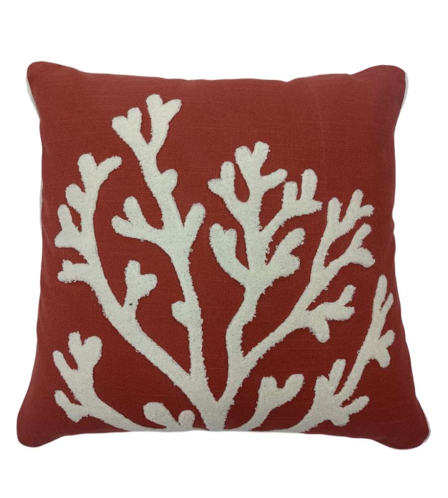 Domo Mea Cuscino Decorativo Rosso 45x45 cm in Cotone con Corallo