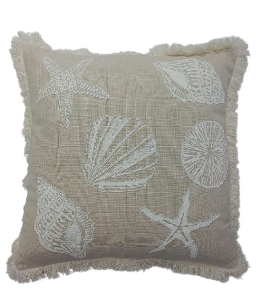 Domo Mea Cuscino decorativo beige 45x45 cm conchiglie e frange