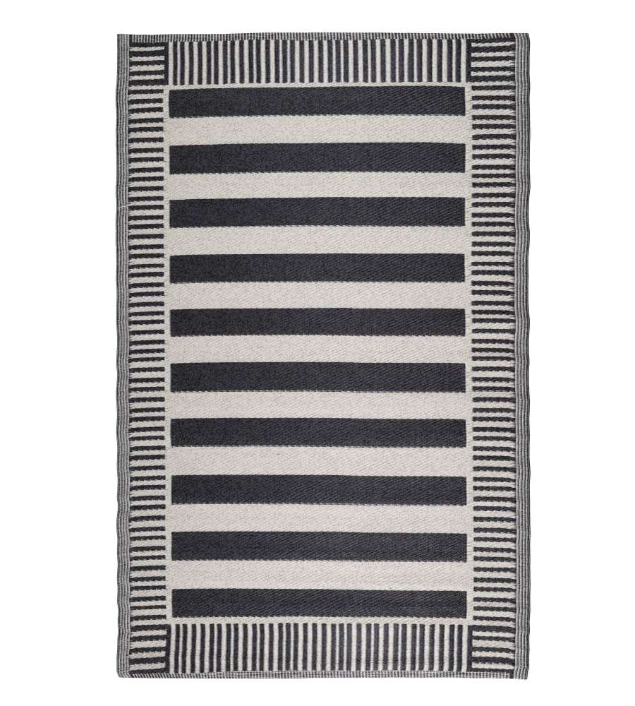 Domo Mea Tappeto da Esterno Rigato Nero e Bianco 120x180 cm Resistente
